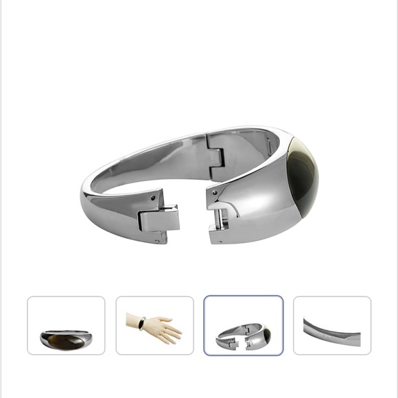 Calvin Klein NWT  Ellips Stainless Brown Synthetic Stone Bangle Bracelet - Picture 4 of 5